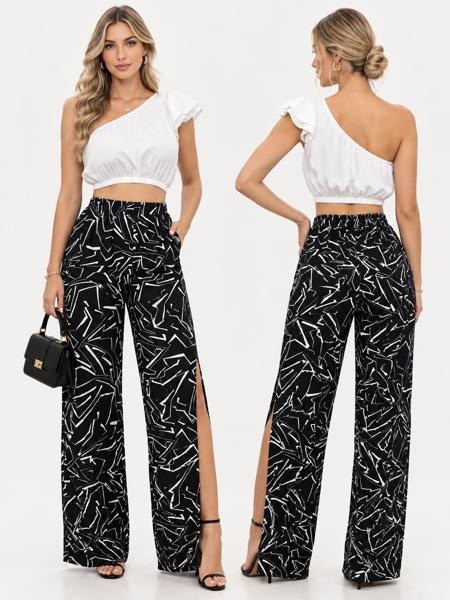 Pantaloneta Abierta Blusa De Una Manga De Vuelito