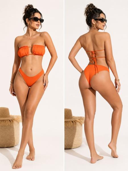 Bikini acordeon naranja