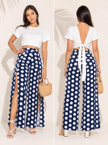 Pantaloneta Abierta Blusa Amarada Atras Mangas Campana
