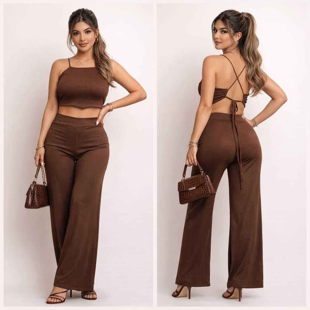 Pantaloneta Corte Recta Con Blusa Tope De Tirantes Finos