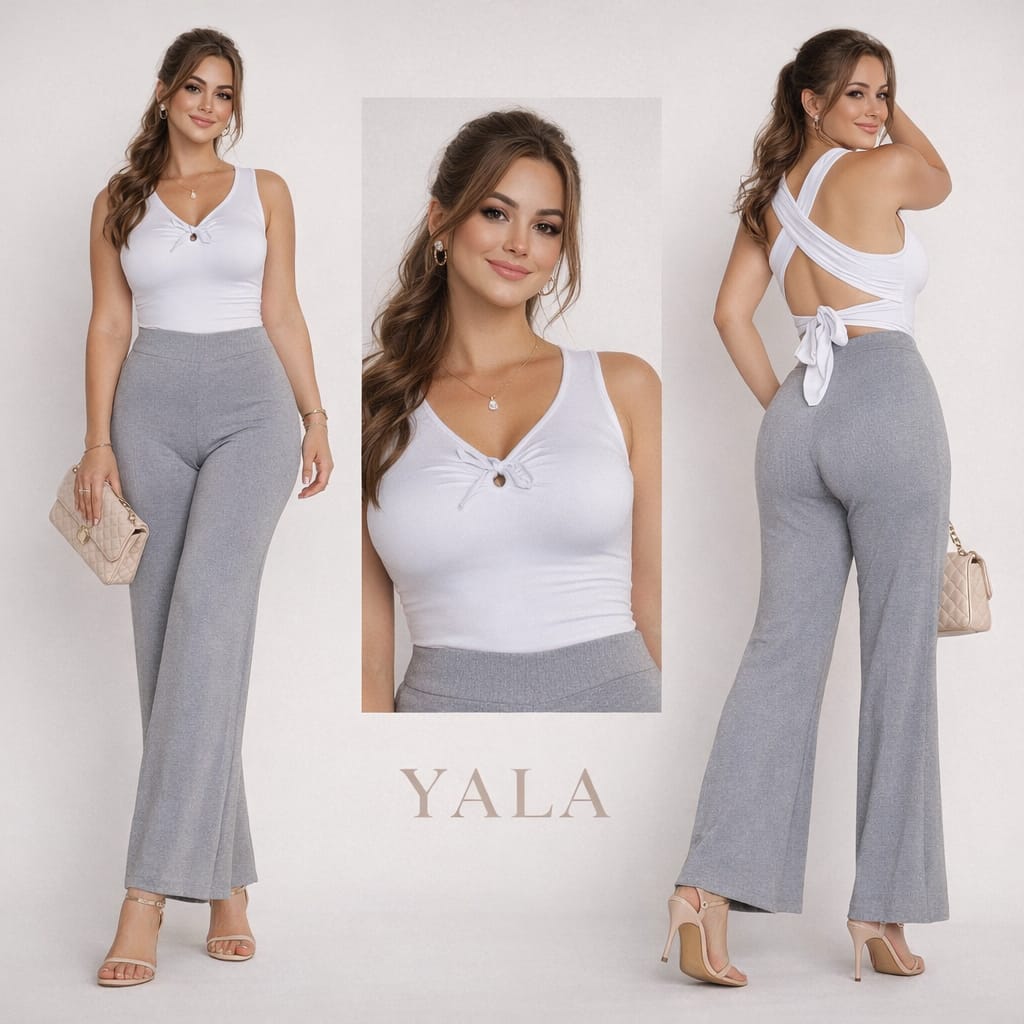 Pantaloneta Pata Ancha Blusa Cruzada Nudo Delante