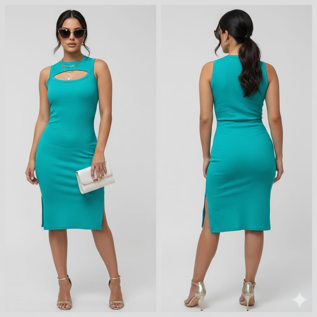 Vestido Hueco Pecho Sin Mangas