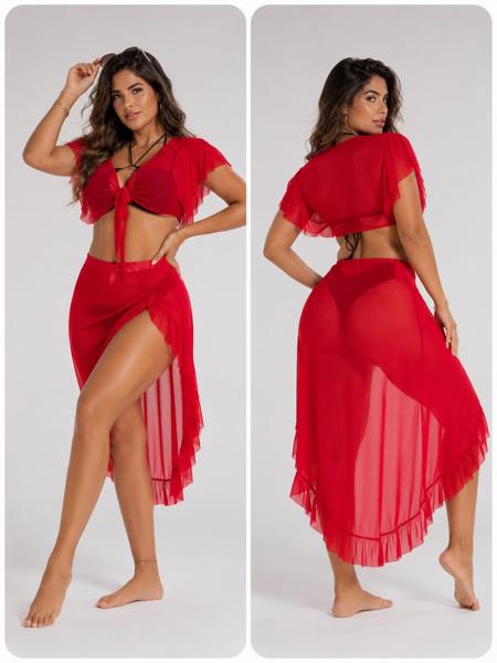 Pareo De Saya Con Vuelo Y Blusa